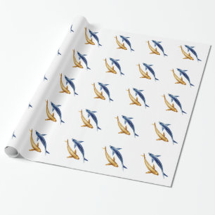 Blue and Gold Koi Fish Gift Wrap