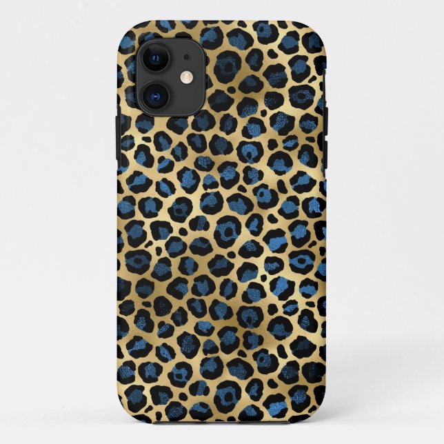 Blue and Gold Leapard print Case-Mate iPhone Case (Back)