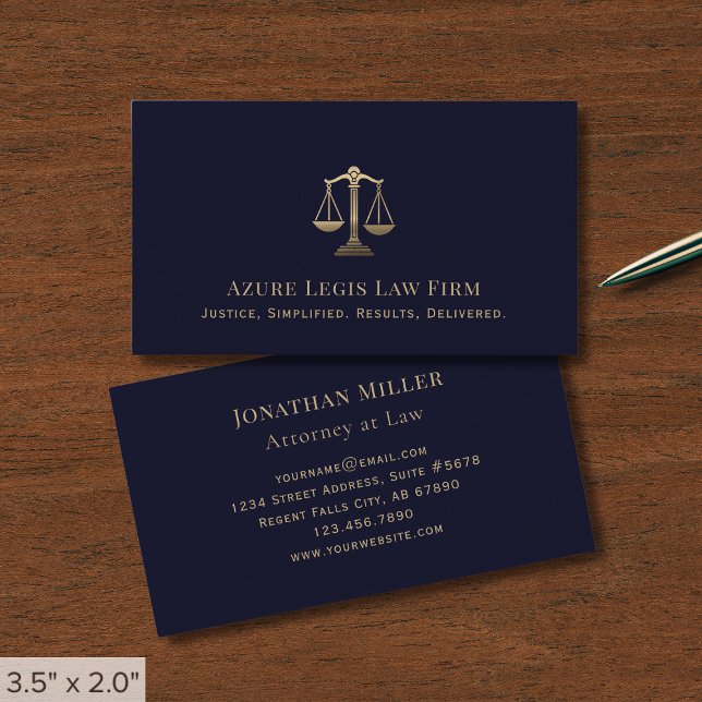 Blue and Gold Legal Law Firm Business Card (Creator Uploaded)
