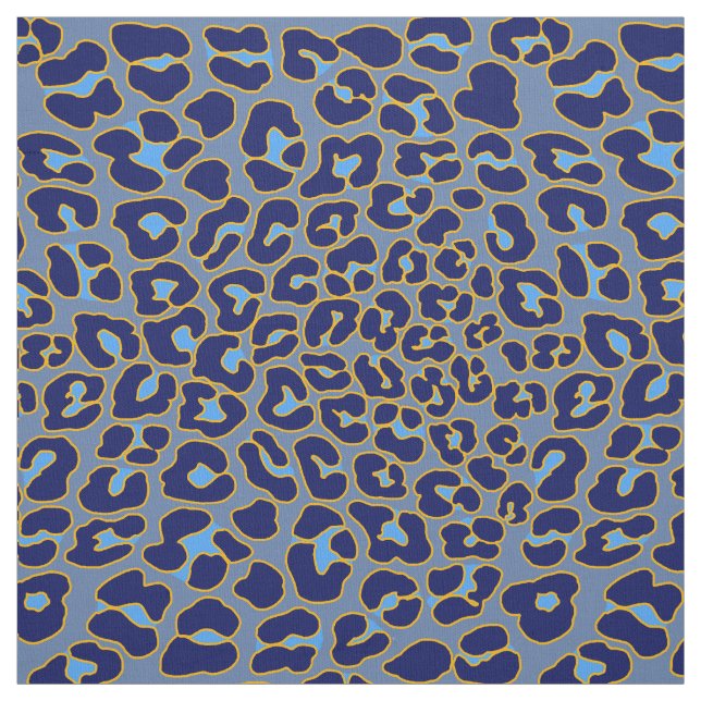 Blue and gold leopard print  fabric (Swatch)