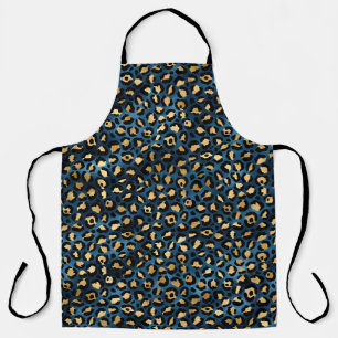 Blue and Gold Leopard Series Design 1 Apron
