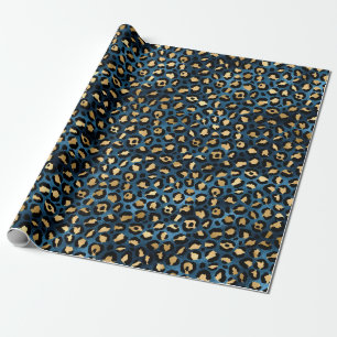 Blue and Gold Leopard Series Design 1 Wrapping Paper