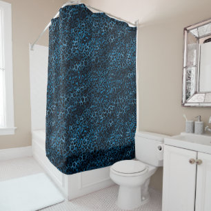 Blue and Gold Leopard Series Design 3 Shower Curtain