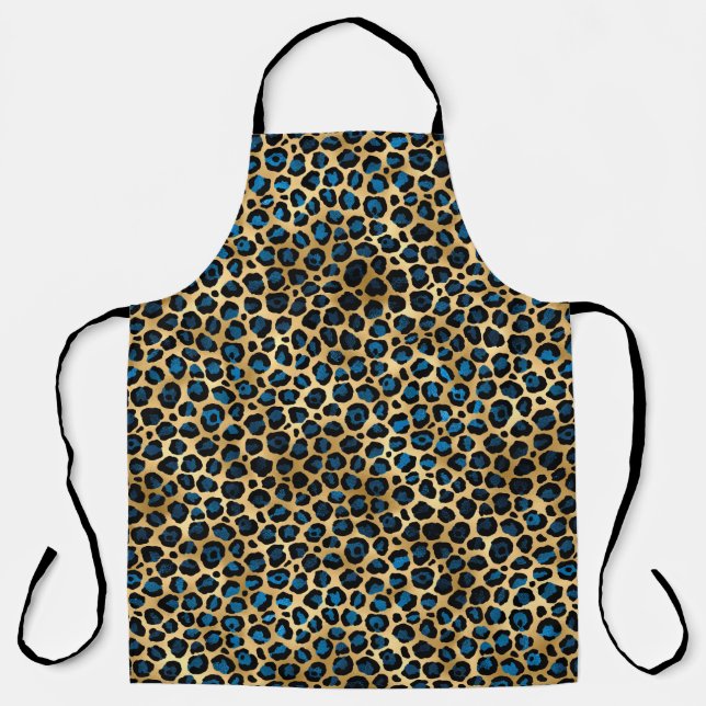 Blue and Gold Leopard Series Design 4  Apron (Front)