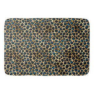 Blue and Gold Leopard Series Design 4 Bath Mat