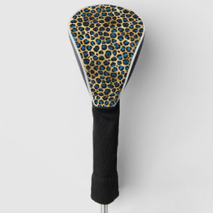 Blue and Gold Leopard Series Design 4 Golf Head Cover