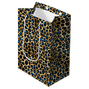 Blue and Gold Leopard Series Design 4 Medium Gift Bag