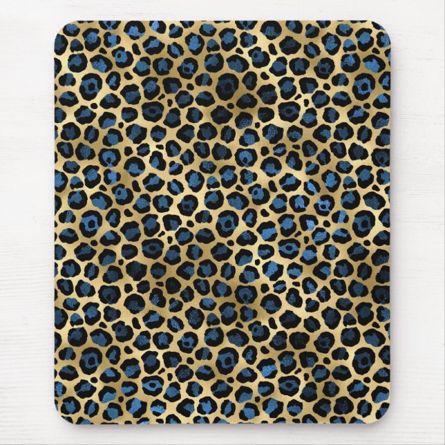 Blue and Gold Leopard Series Design 4 Mouse Mat (Front)