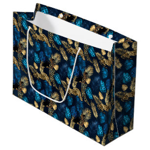 Blue and Gold Leopard Series Design 8 Large Gift Bag