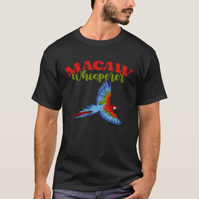 Blue And Gold Macaw Birdwatching for Parrot Lovers T-Shirt (Front)