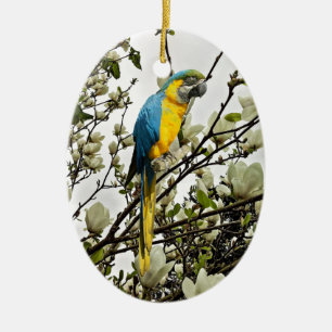 Blue and Gold Macaw Ceramic Tree Decoration