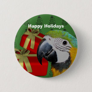 Blue And Gold Macaw Parrot Holiday 6 Cm Round Badge