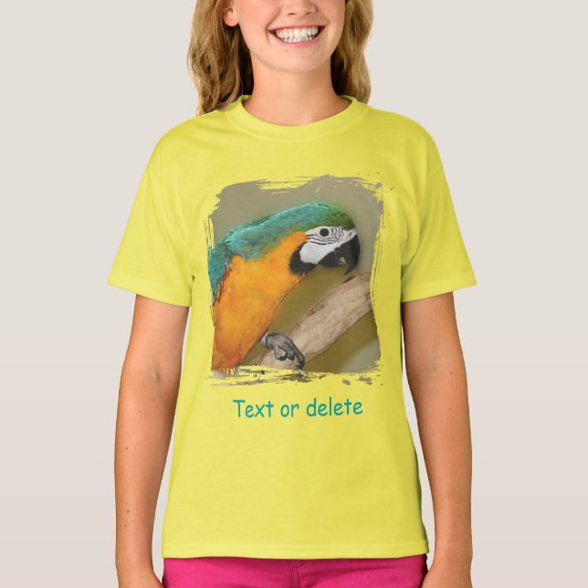 Blue And Gold Macaw Parrot Personalized T-Shirt (Front)