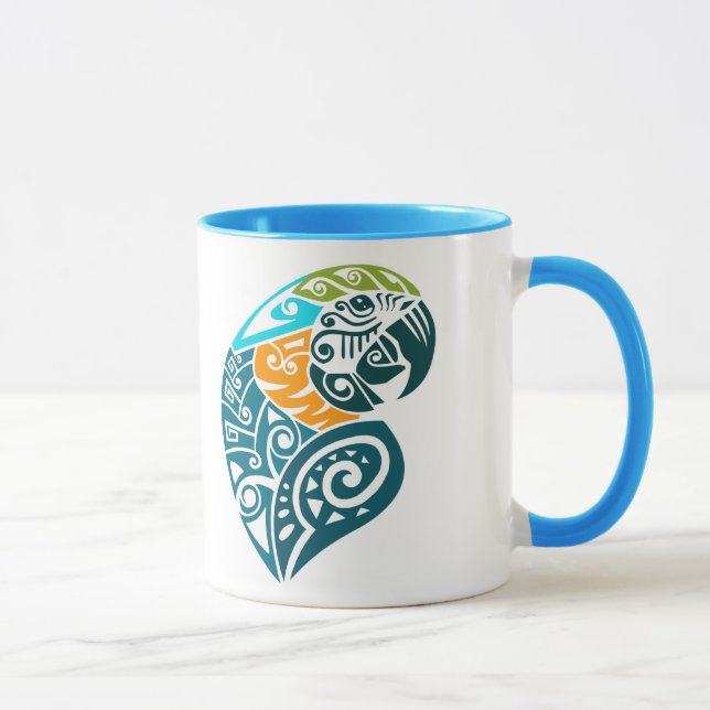 Blue and gold macaw tribal tattoo mug (Right)