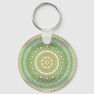 Blue and gold madala key ring