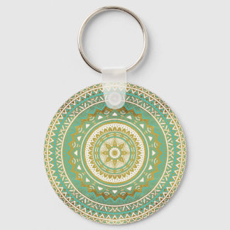 Blue and gold madala key ring