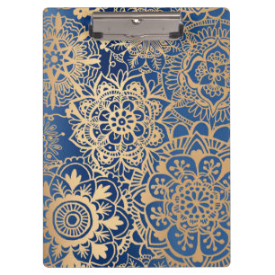 Blue and Gold Mandala Pattern Clipboard