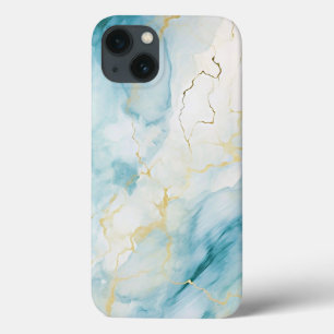 Blue and gold marble iPhone 13 case