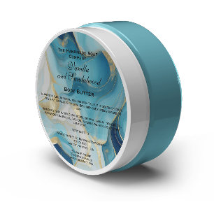 Blue and Gold Marble Cosmetics Jar Label