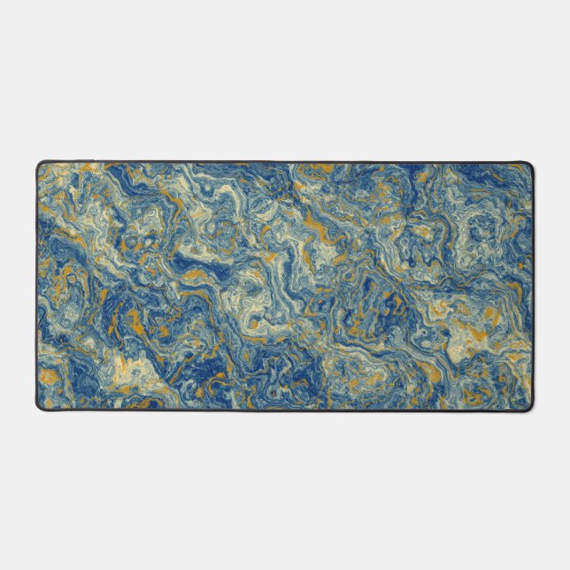 Blue and gold marble desk mat (Front)