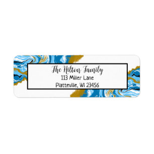 Blue and Gold Marble Fluid Art  