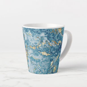 Blue and Gold Marble Luxury Abstract Latte Mug