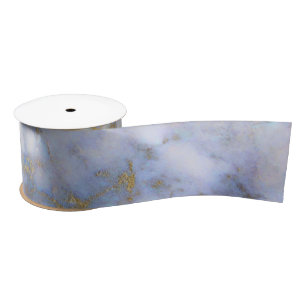 Blue and Gold Marble Satin Ribbon