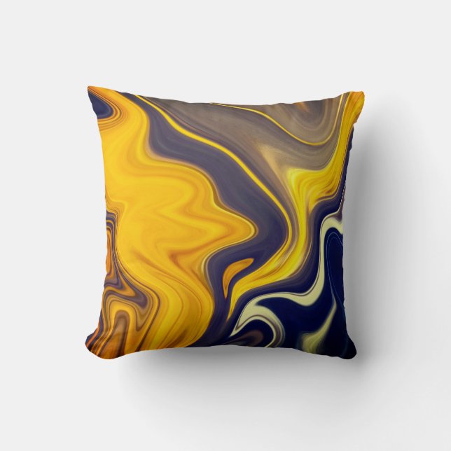 Blue and Gold Marbled Cushion (Front)