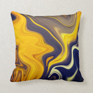 Blue and Gold Marbled Cushion