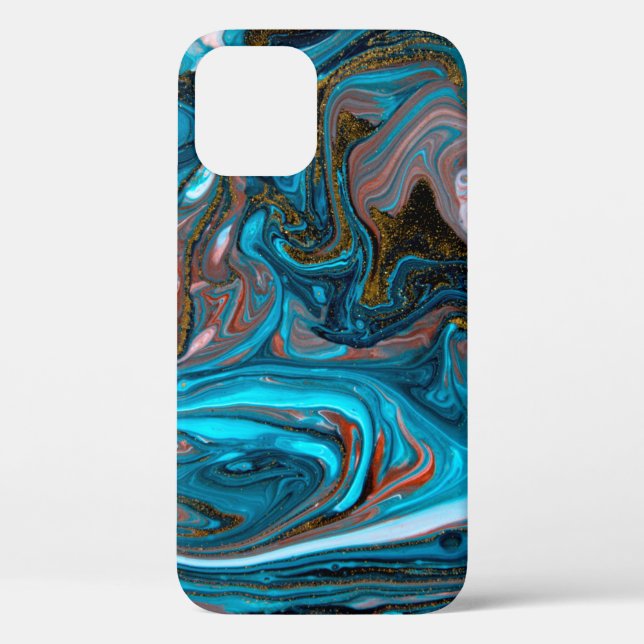 Blue and gold marbling pattern. Golden marble liqu Case-Mate iPhone Case (Back)