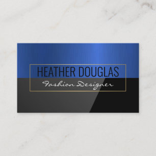Blue and Gold Metal Black High Gloss Business Card