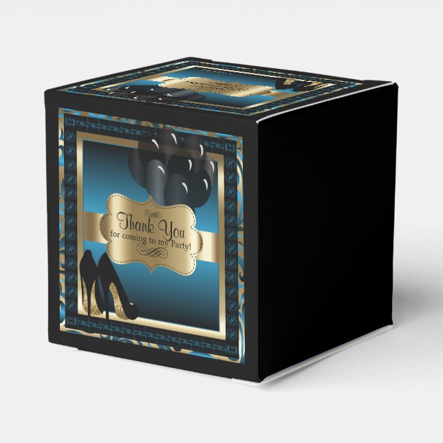 Blue and Gold Metallic - 00th Birthday  | DIY Text Favour Box (Back Side)