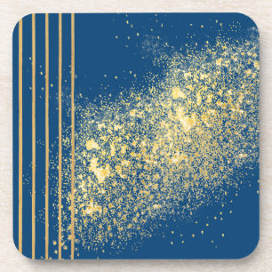 Blue and gold metallic foil Hard plastic coaster