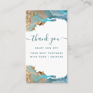 Blue And Gold Modern Art Liquid Ink Business Discount Card