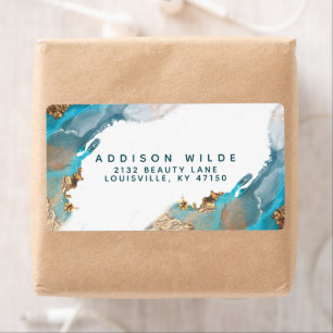 Blue And Gold Modern Art Liquid Ink Shipping