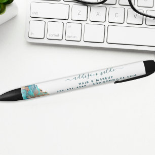 Blue And Gold Modern Art Liquid Watercolor Ink  Black Ink Pen