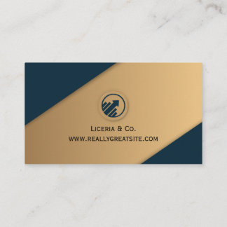 blue and gold modern business consultant business  card