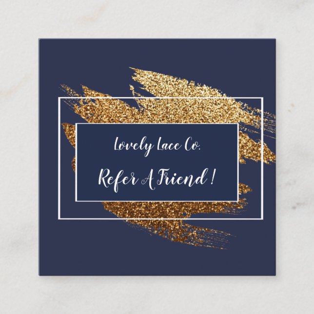 Blue and Gold Modern design refer a friend Referral Card (Front)