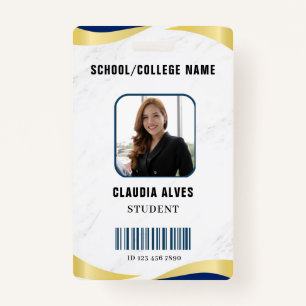 Blue and Gold Modern Student Portrait Company ID Badge