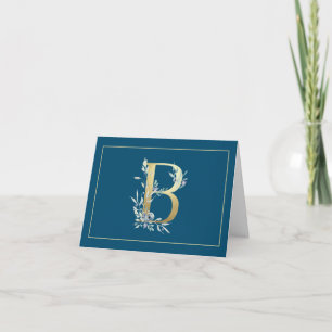 BLUE AND GOLD MONOGRAM  INITIAL B NOTE CARD