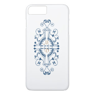 Blue and Gold Monogram iPhone Case