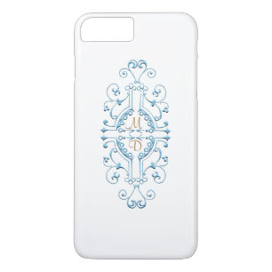 Blue and Gold Monogram iPhone Case