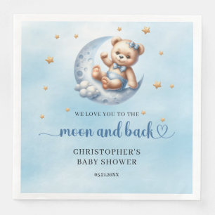 Blue and gold Moon and back teddy bear Napkin