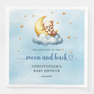 Blue and gold Moon and back teddy bear Napkin