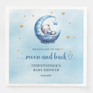 Blue and gold Moon and back teddy bear Napkin