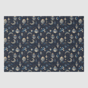 Blue and gold moon and lanterns tissue paper