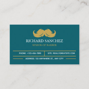 Blue and Gold Morden Berber Shop  Business Card