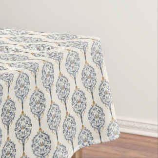 Blue and Gold Ornamental Botanical Pattern Elegant Tablecloth