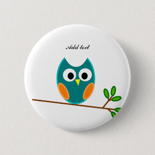 Blue and Gold Owl Template 6 Cm Round Badge
