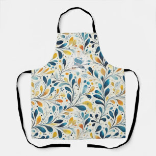 Blue and Gold Paisley Leaf Pattern (2) Apron